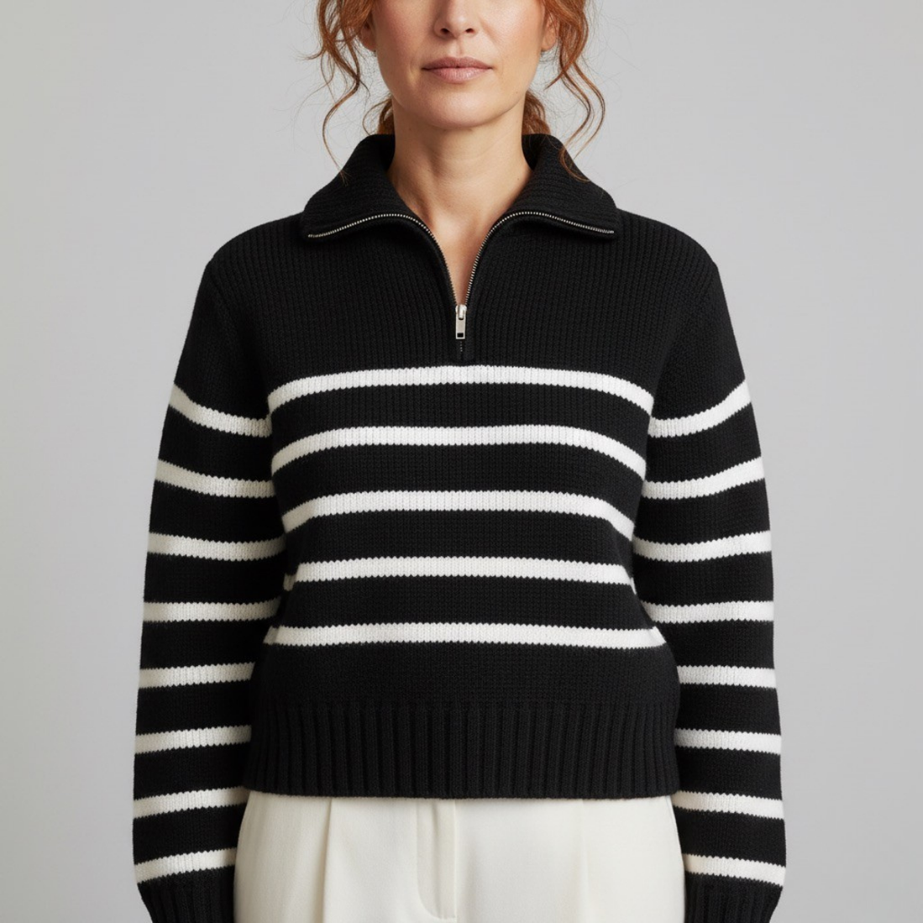 Damska dopasowana półgolfowa krótkosuwakowa bluza