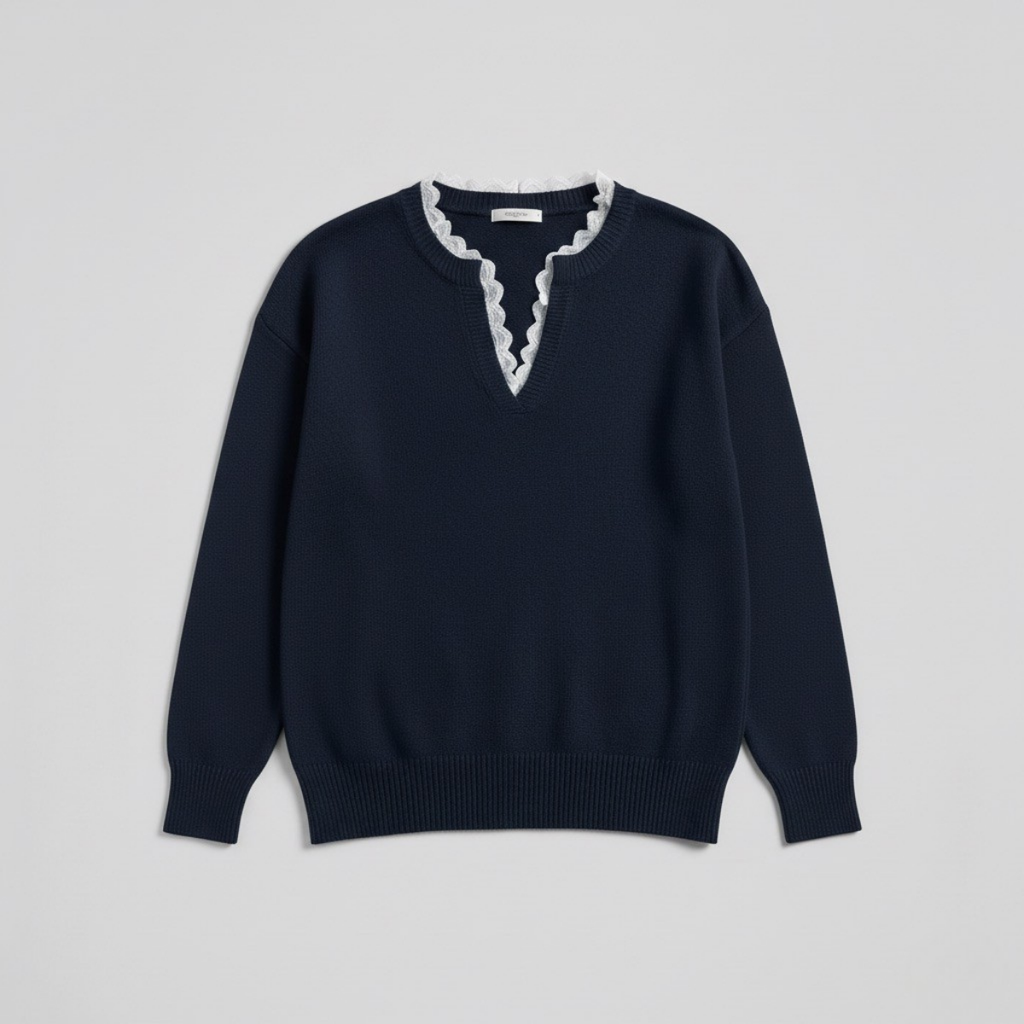 Damska swobodna długa z dekoltem-V bluzka