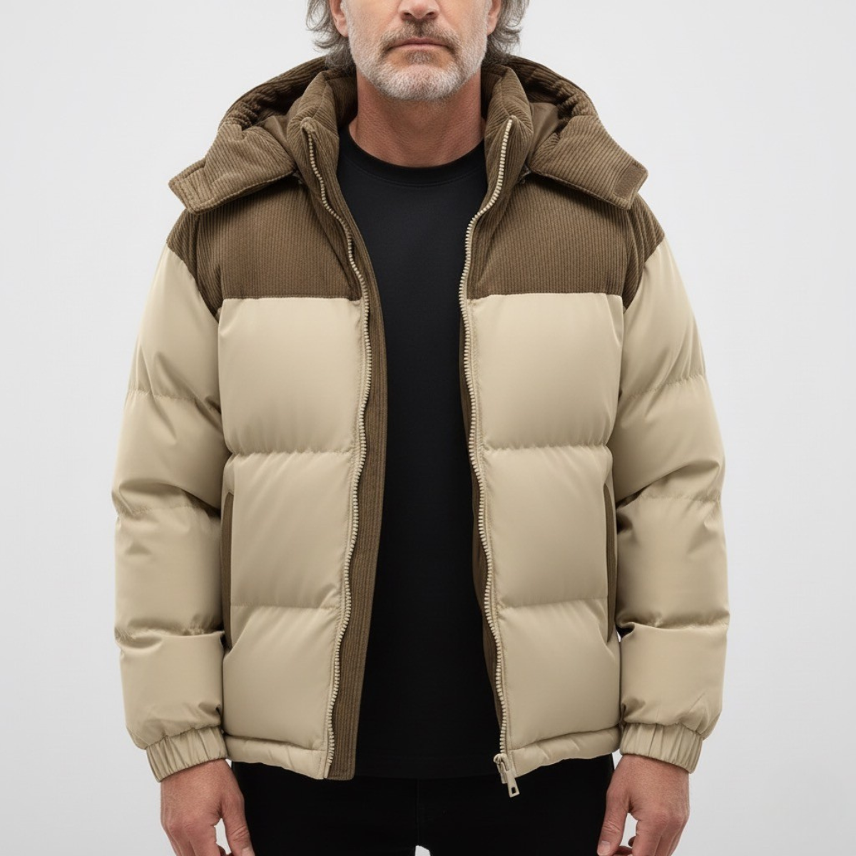 Męska pikowana ocieplana z-kapturem kurtka