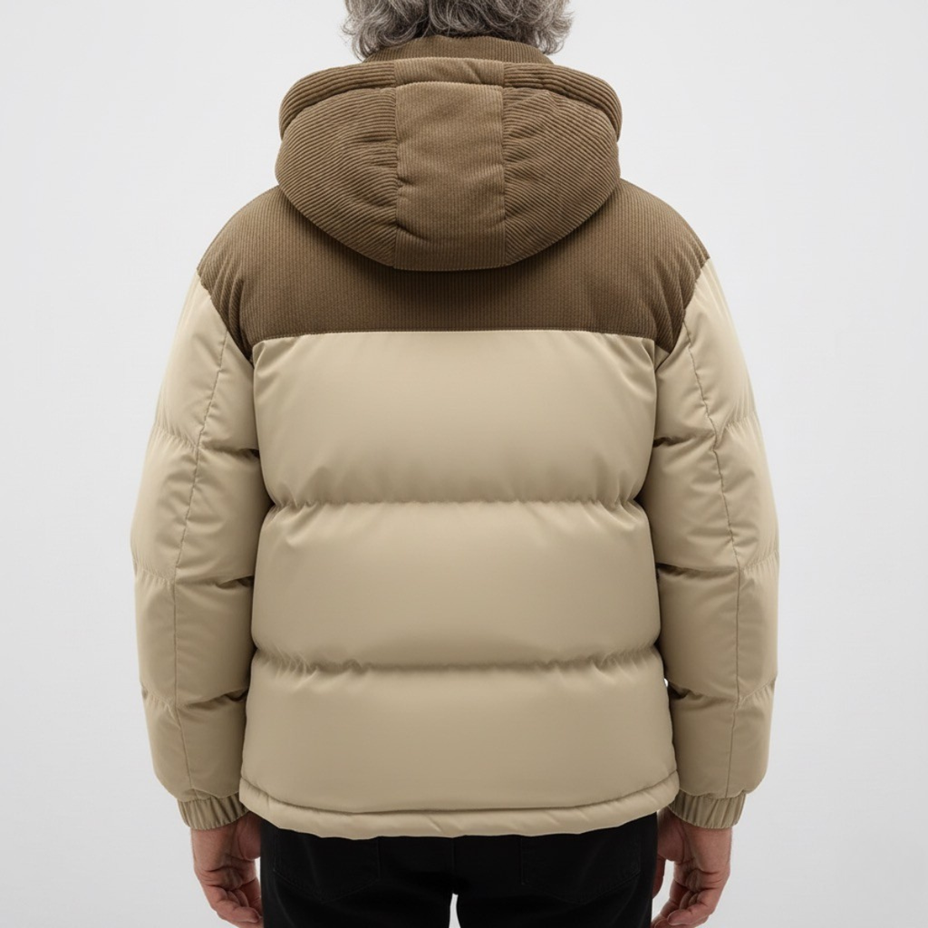 Męska pikowana ocieplana z-kapturem kurtka