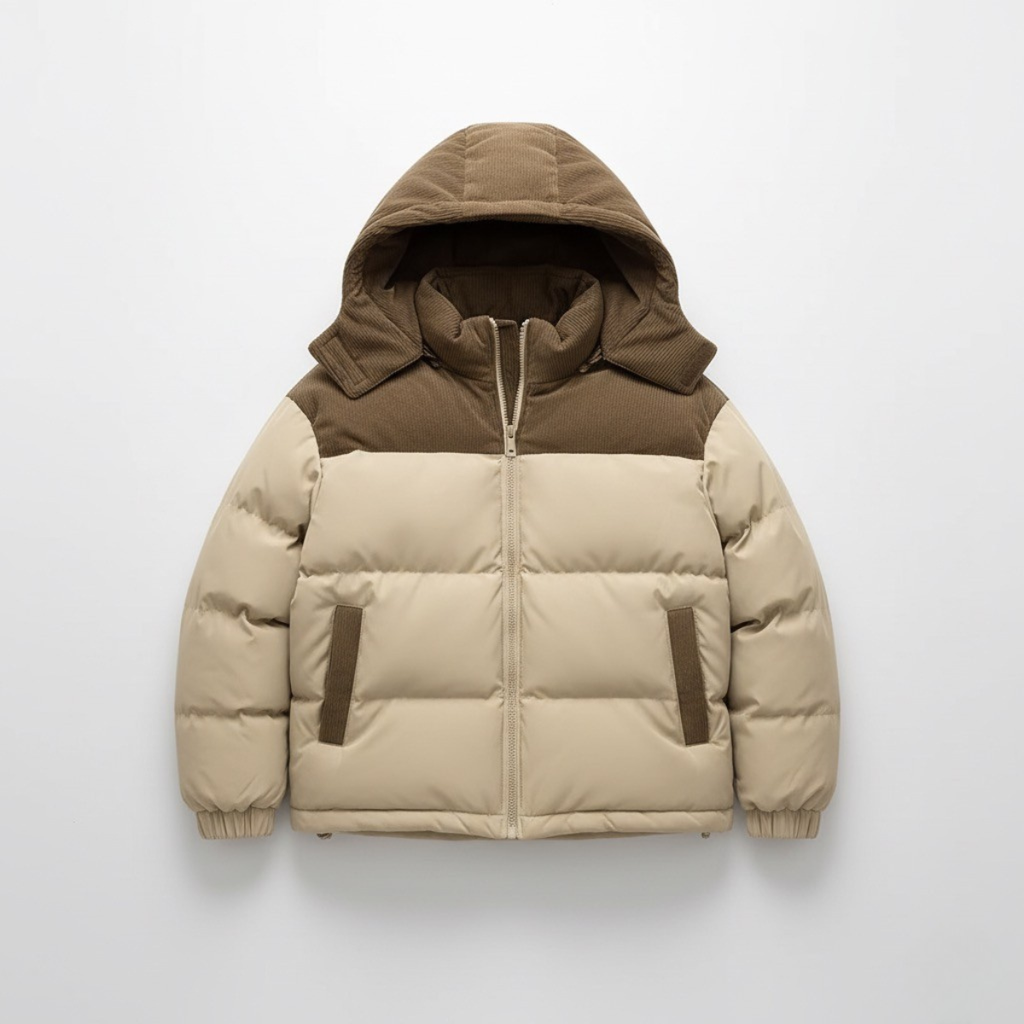 Męska pikowana ocieplana z-kapturem kurtka