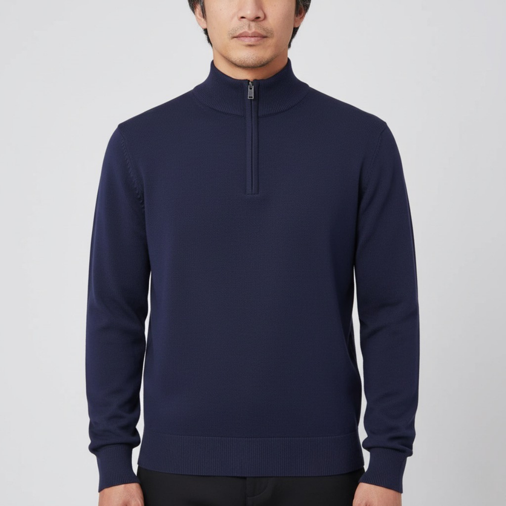 Męska dopasowana stójkowa półrozpinana bluza