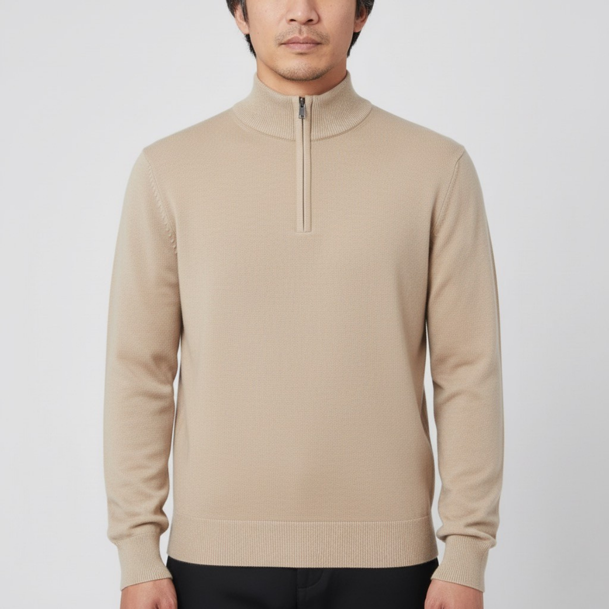 Męska dopasowana stójkowa półrozpinana bluza