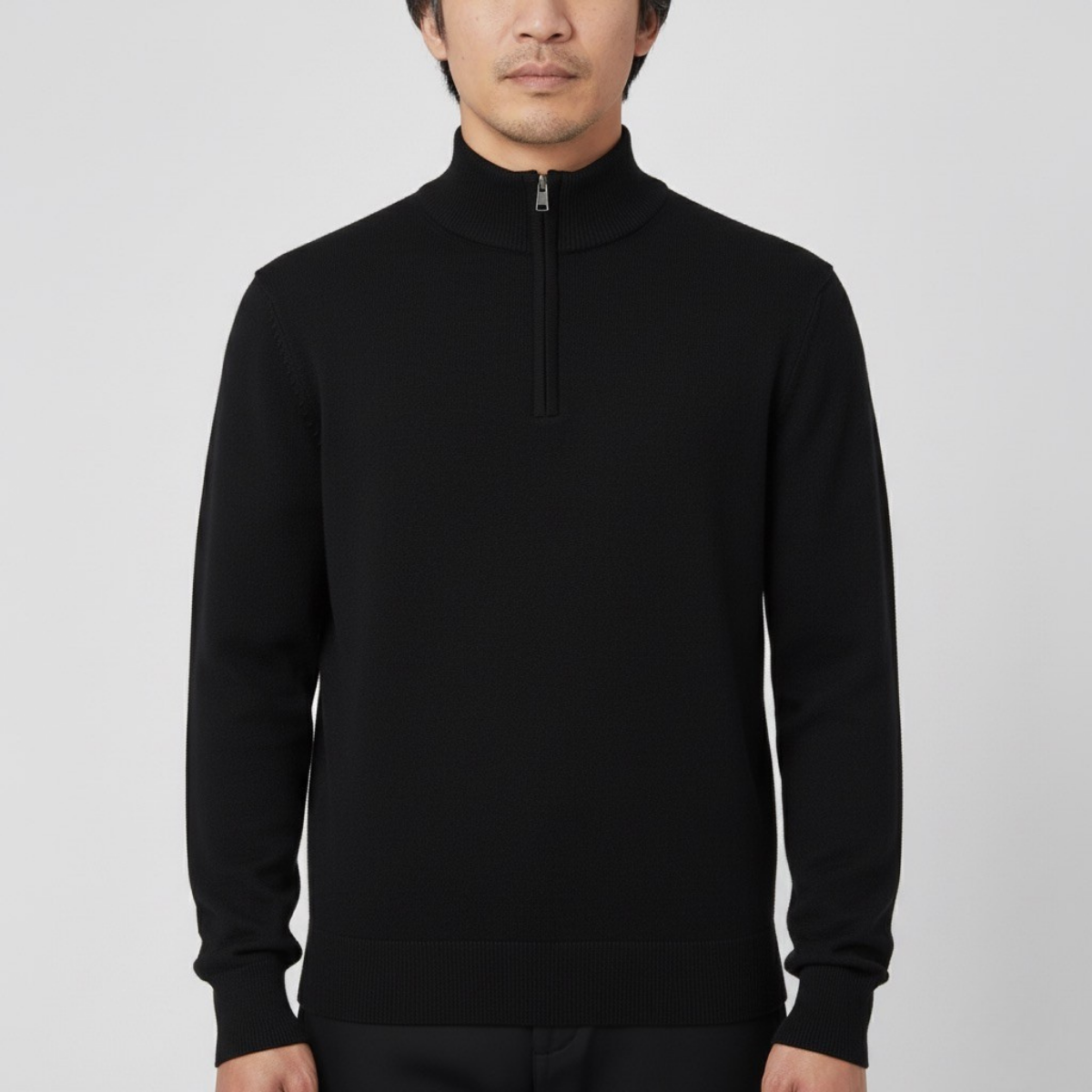 Męska dopasowana stójkowa półrozpinana bluza