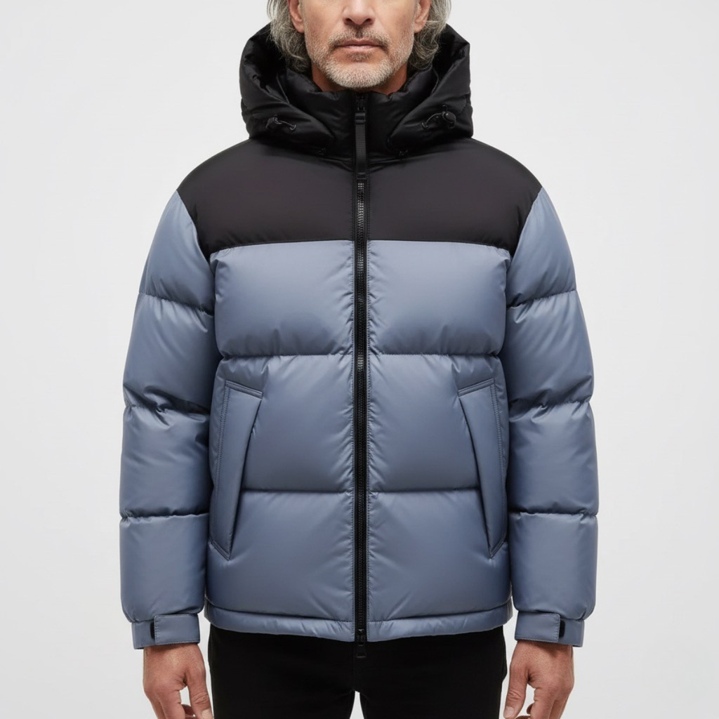 Męska pikowana ocieplana z-kapturem kurtka