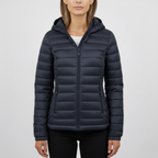 Damska pikowana dopasowana z kapturem kurtka